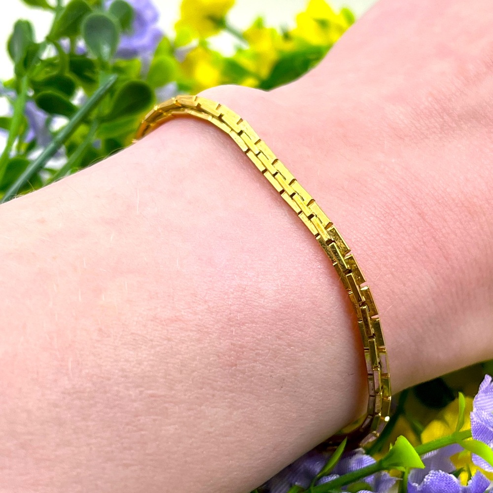 Vintage Gold Plated Metal Ornate Design Chain Bracelet